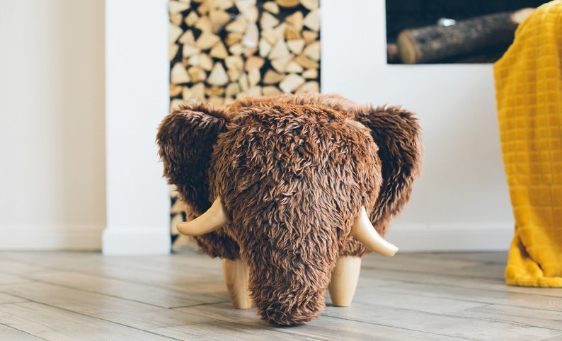 Mammoth Elephant Stool, Animal Ottoman, Pouf, Stuffed Chair, Kids Bedroom Furniture