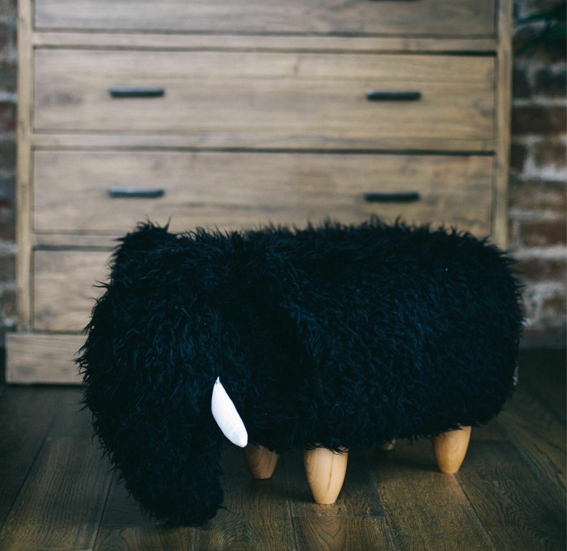 Mammoth Elephant Stool, Animal Ottoman, Pouf, Stuffed Chair, Kids Bedroom Furniture