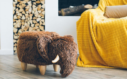 Mammoth Elephant Stool, Animal Ottoman, Pouf, Stuffed Chair, Kids Bedroom Furniture